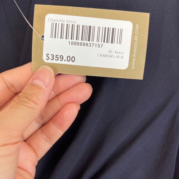 Rungolee Charlotte Dress Long Sleeve Silky V Neck Navy Size M - Picture 5 of 12